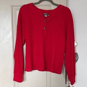 Red Waffle Knit Top